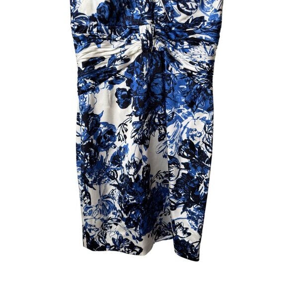 Kay Unger New York Silk Floral Sheath Dress 8 Ruched Empire Waist Wedding Guest - Picture 4 of 11
